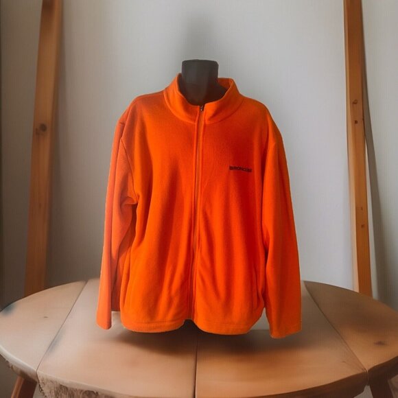 Denver Broncos Orange Fleece Full Zip Jacket Mens 2XL Embroidered NFL Pro Line - Picture 1 of 8